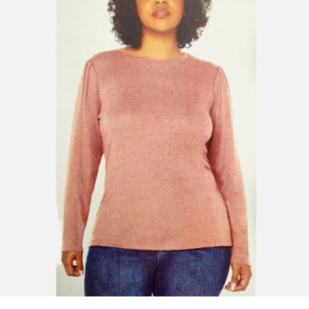 NEW Well Worn Women's XL Long Sleeve Crewneck Top, Pink